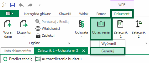 Generowanie autoobjaśnień do WPF Baza wiedzy